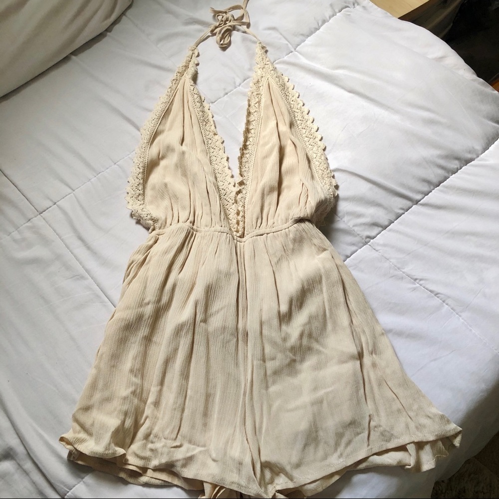 Crochet-trim Romper
